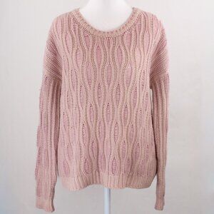 Loro Piana Cashmere Ribbed Drop-Stitch Hand-Knit Sweater, Dusty Rose, Size IT 40